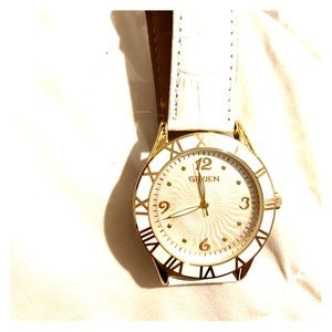 White leather watch